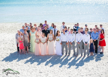 Group shot from a wedding at Carrum beach