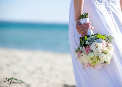 Bride's bouquet at the beach