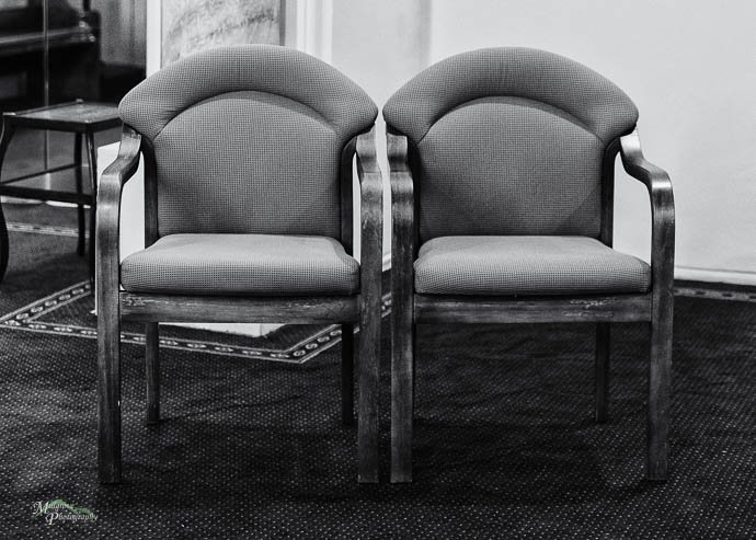 Two chairs in black and white