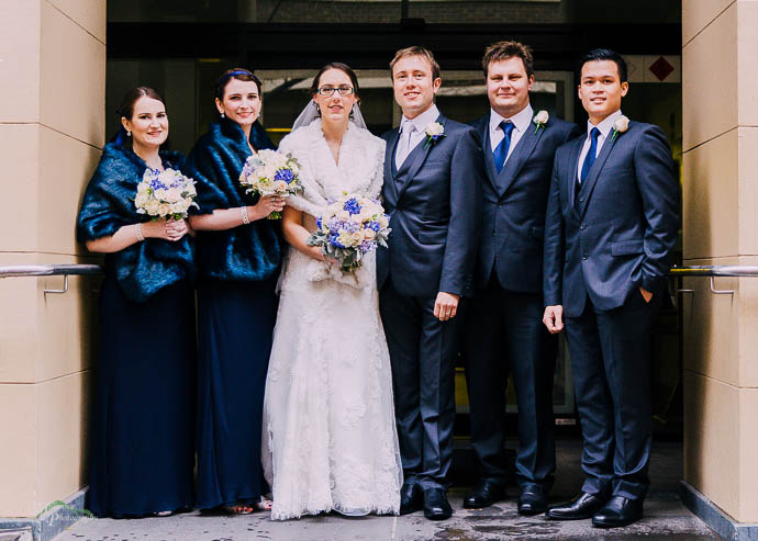 Bride and groom and bridal party at RMIT