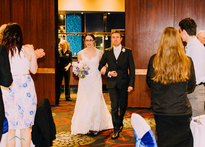 Bridal party entering the reception at Taylors Lakes Hotel