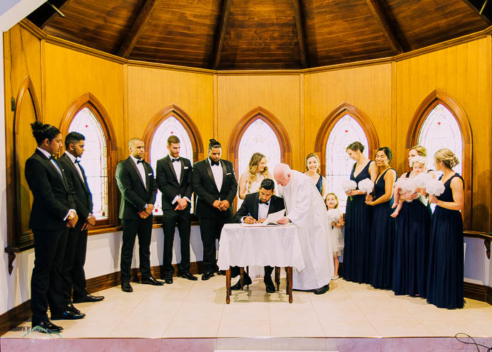 Wedding reception in the chapel at Ballara Receptions