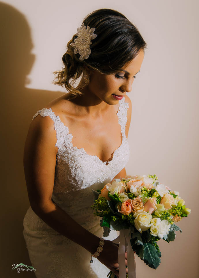 Portrait of bride with side lighting