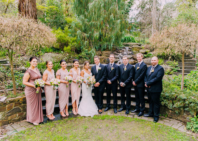 Bridal party with waterfall in the background