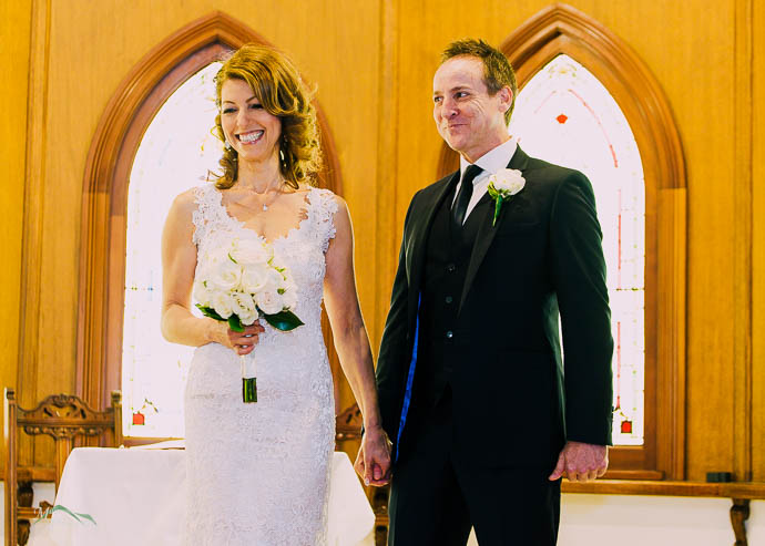 Bride and groom in a chapel wedding