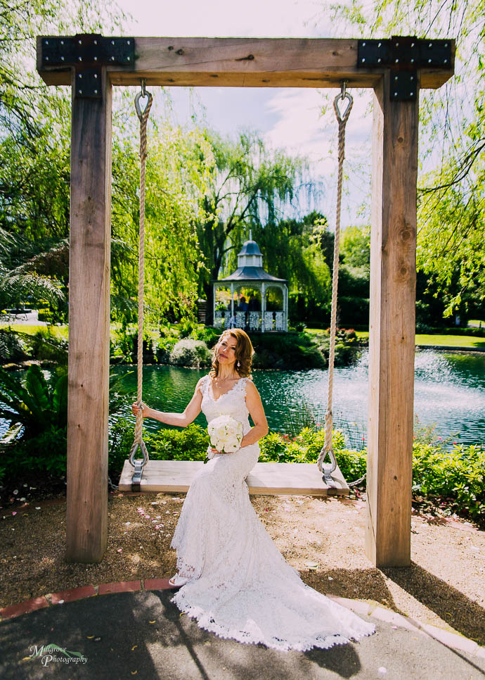 Bride on the swing at Ballara Receptions