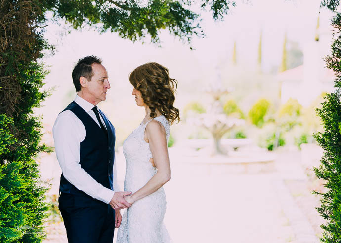 Bride and groom taking bridal shots at Tokar Estate, Coldstream