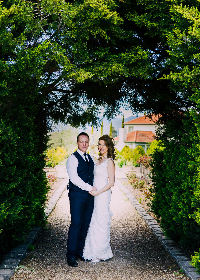 Bride and groom taking bridal shots at Tokar Estate, Coldstream