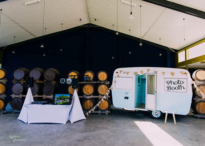 Caravan photo booth inside wdding venu Two Brookes Bar