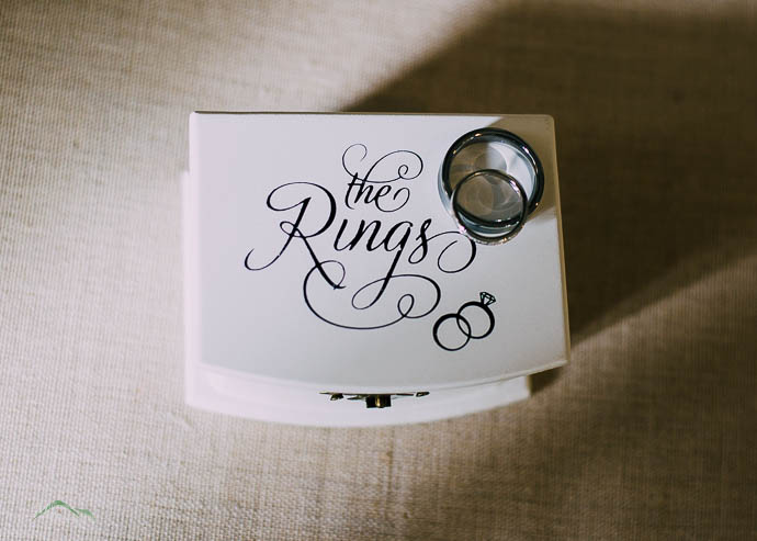 Wedding rings on a ring box