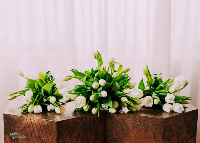 Bridal bouquets on a table
