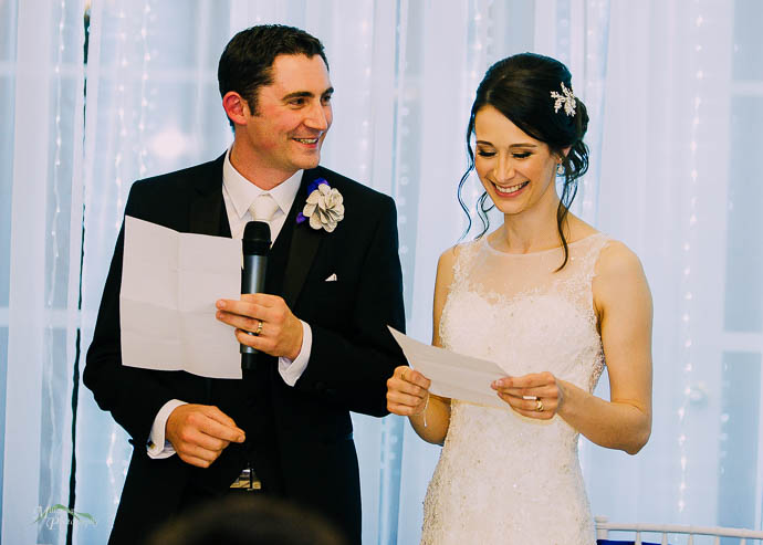 Person giving a speech at a wedding