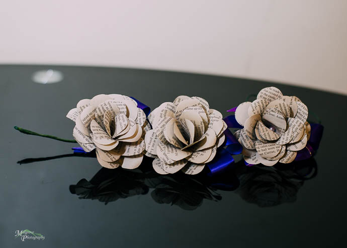 Buttonhole flowers for wedding, made from paper