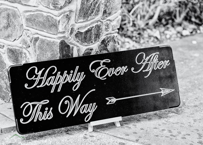 Happily Ever After sign for wedding at Marybrooke Manor, Sherbrooke