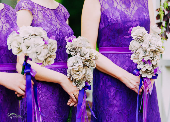 Paper flowers during wedding ceremony at Marybrooke Manor, Sherbrooke