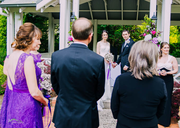 Bride and Groom seen between parents at a Marybrooke Manor, Sherbrooke wedding