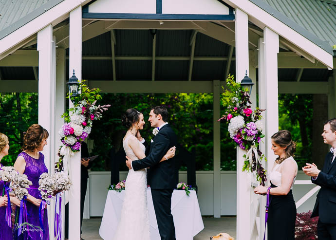 Bride and Groom after first kiss at Marybrooke Manor, Sherbrooke