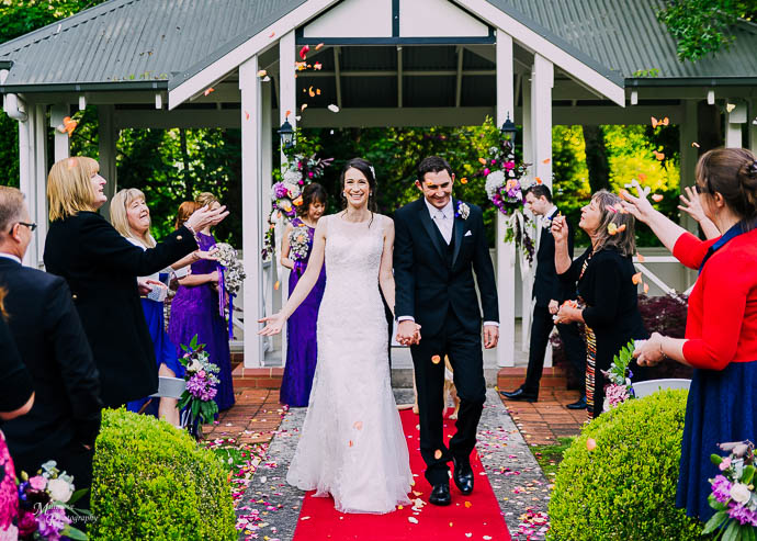 Bride and Groom walking down the aisle at Marybrooke Manor, Sherbrooke
