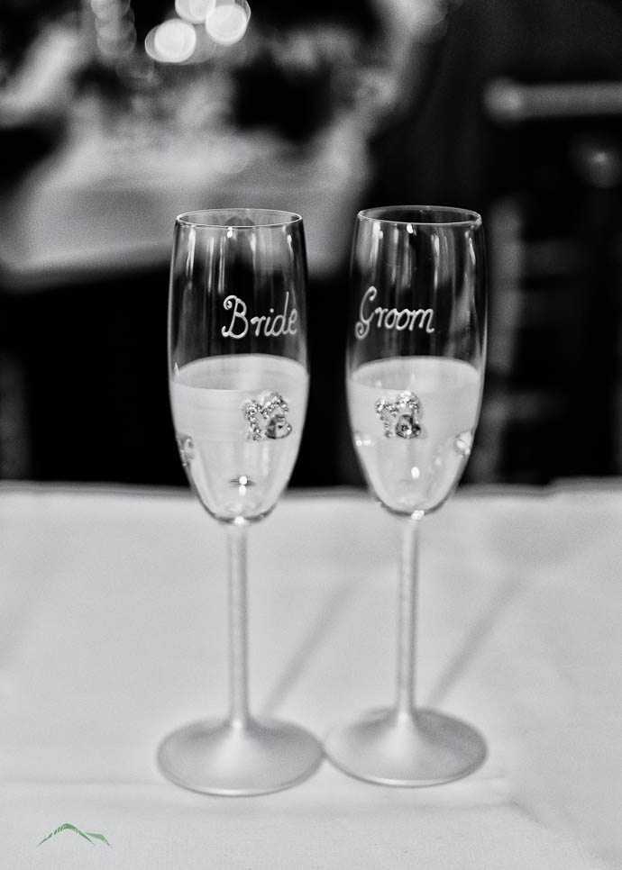 Bride and Groom glasses at a reception