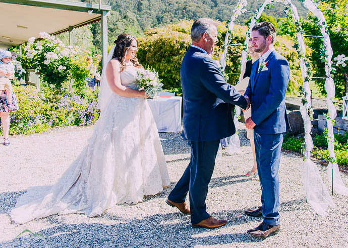 Groom shaking hands with Bride’s father at Warburton Golf Club