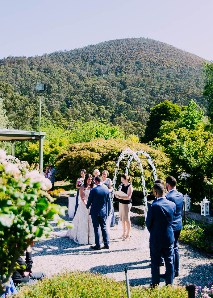 Bride and Groom with mountains in background