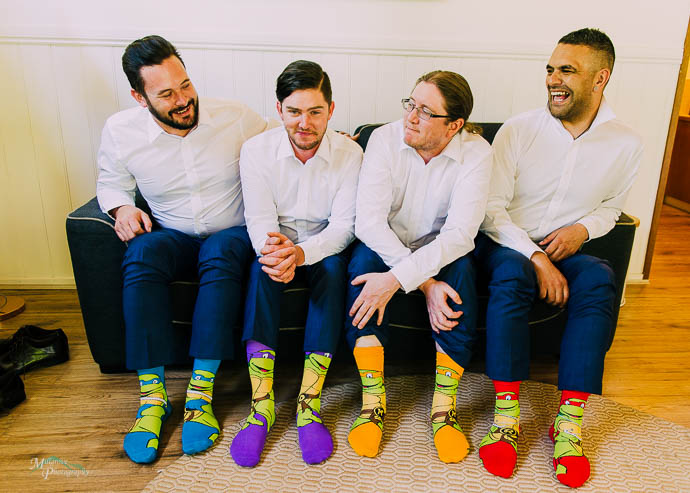 Groom and Groomsmen with ninja turtle socks