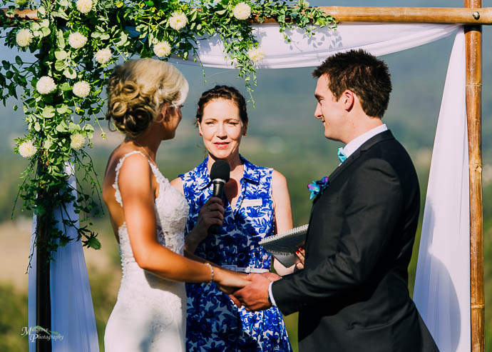 A couple getting married at a Riverstone Estate Wedding