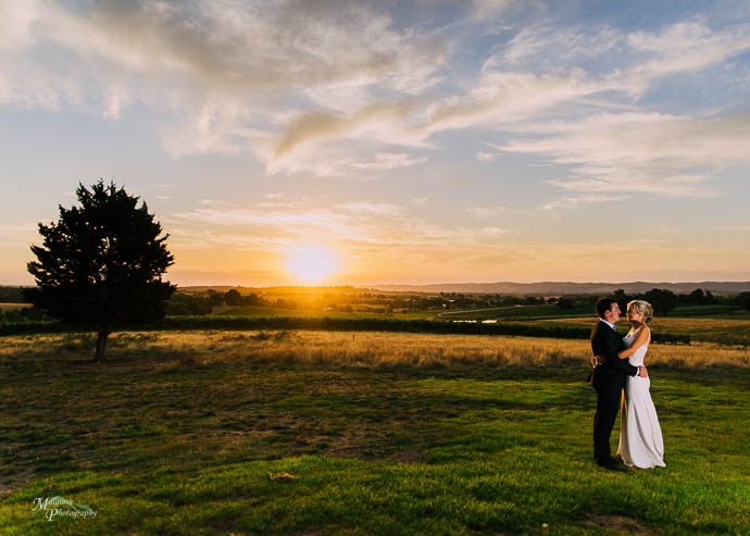 Sunset wedding photos at a Riverstone Estate wedding