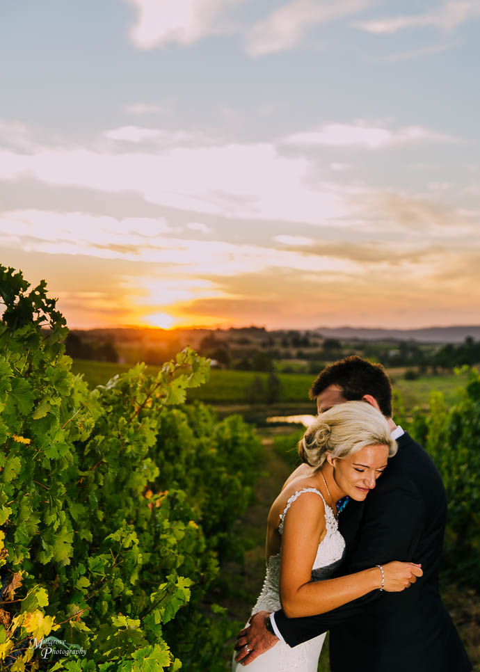 Sunset wedding photos at a Riverstone Estate wedding