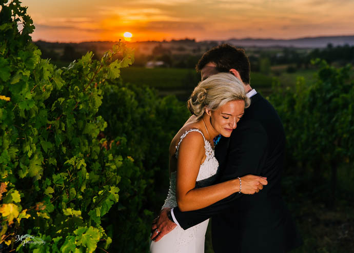 Sunset wedding photos at a Riverstone Estate wedding