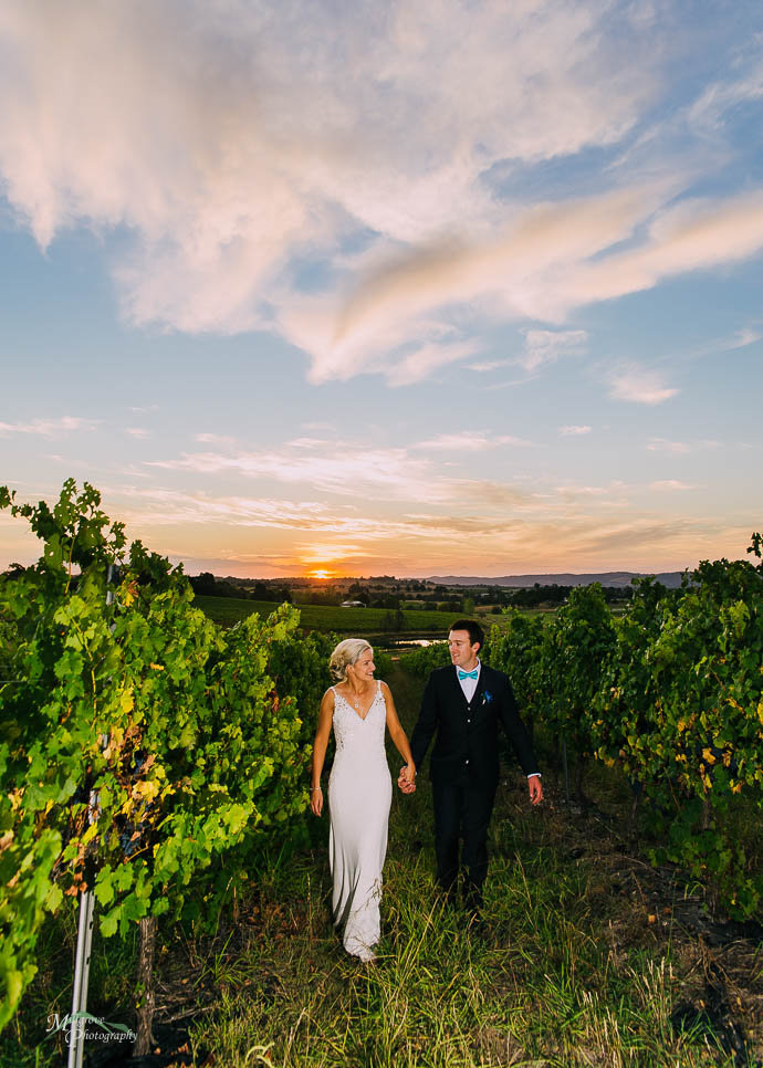 Sunset wedding photos at a Riverstone Estate wedding