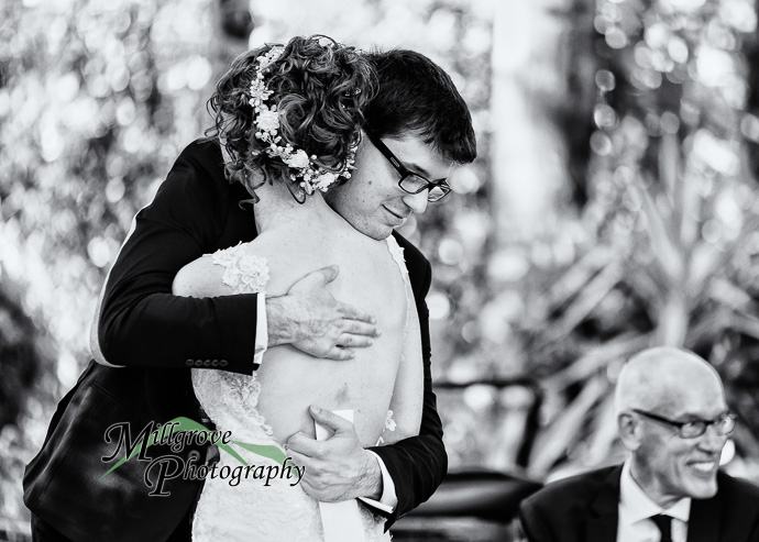 Guests giving speeches at a wedding