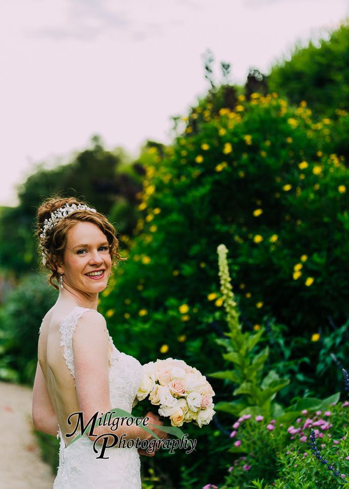 A bride in a garden