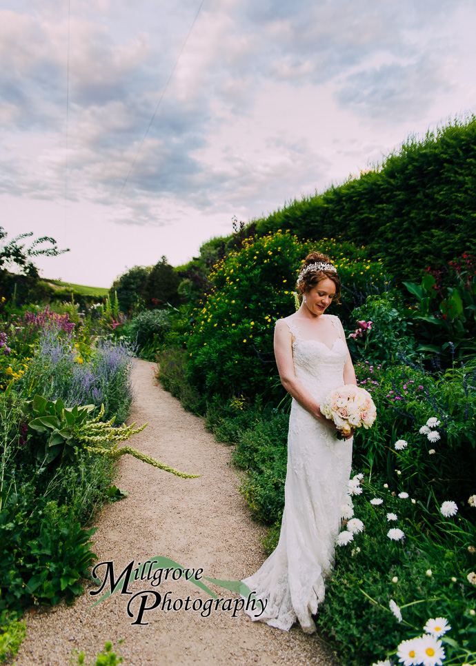 A bride in a garden