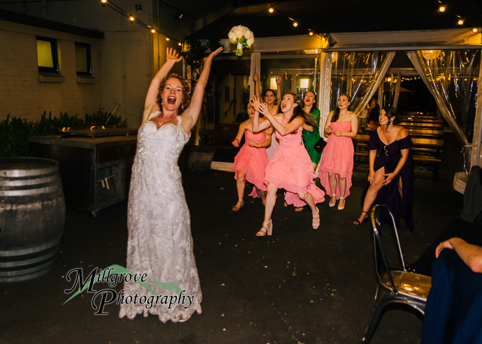 Guests celebrating at a wedding reception