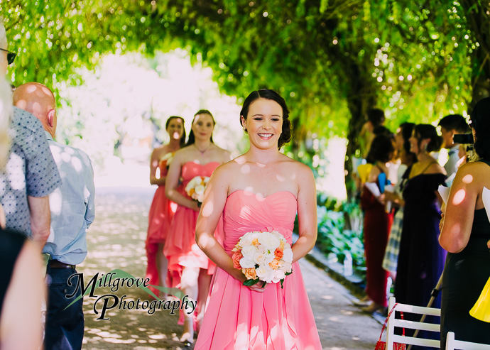 A wedding ceremony at Alowyn Gardens