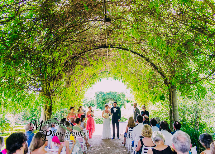 A wedding ceremony at Alowyn Gardens