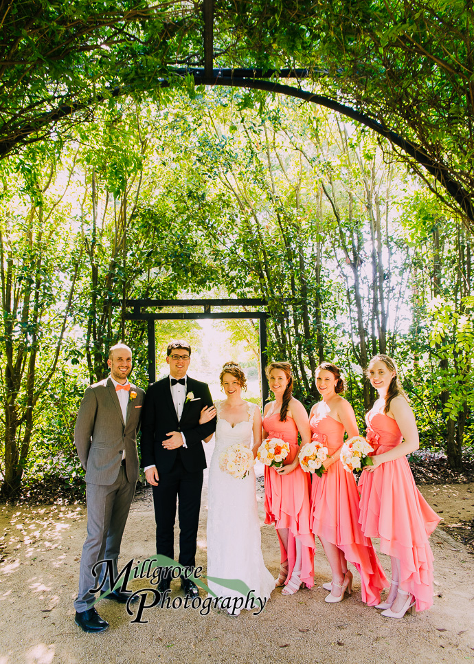 Portrait of a bride and groom at Alowyn Gardens