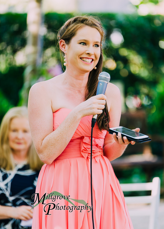 Guests giving speeches at a wedding