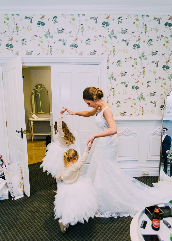 Bride getting dressed