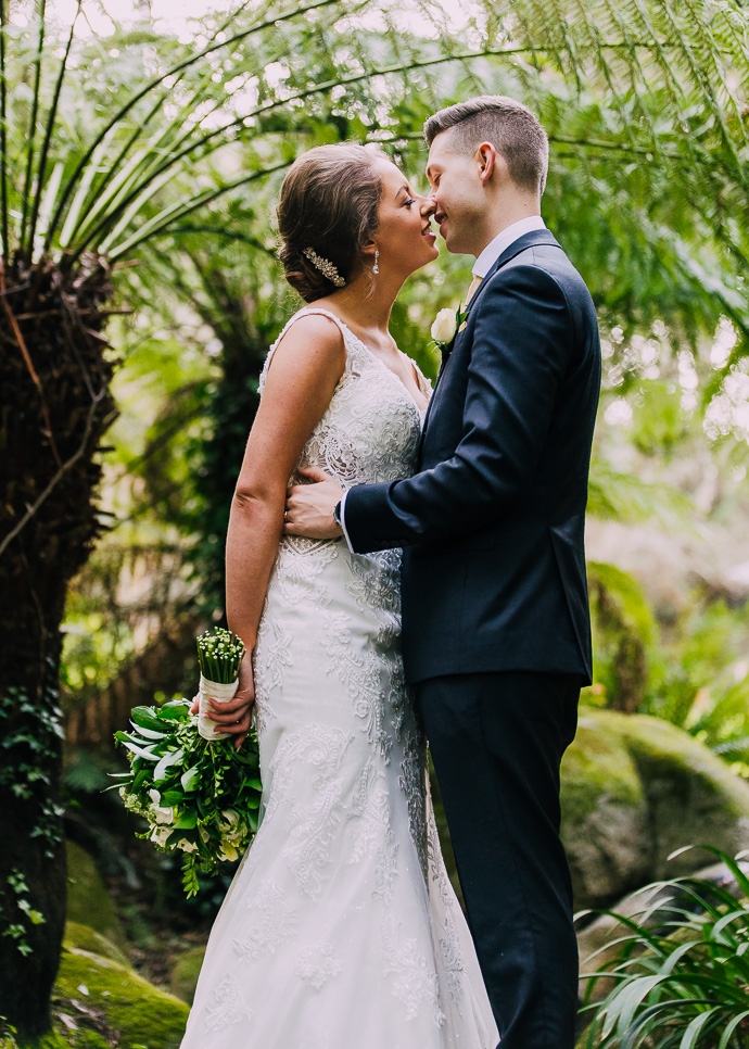 Bride and groom standing