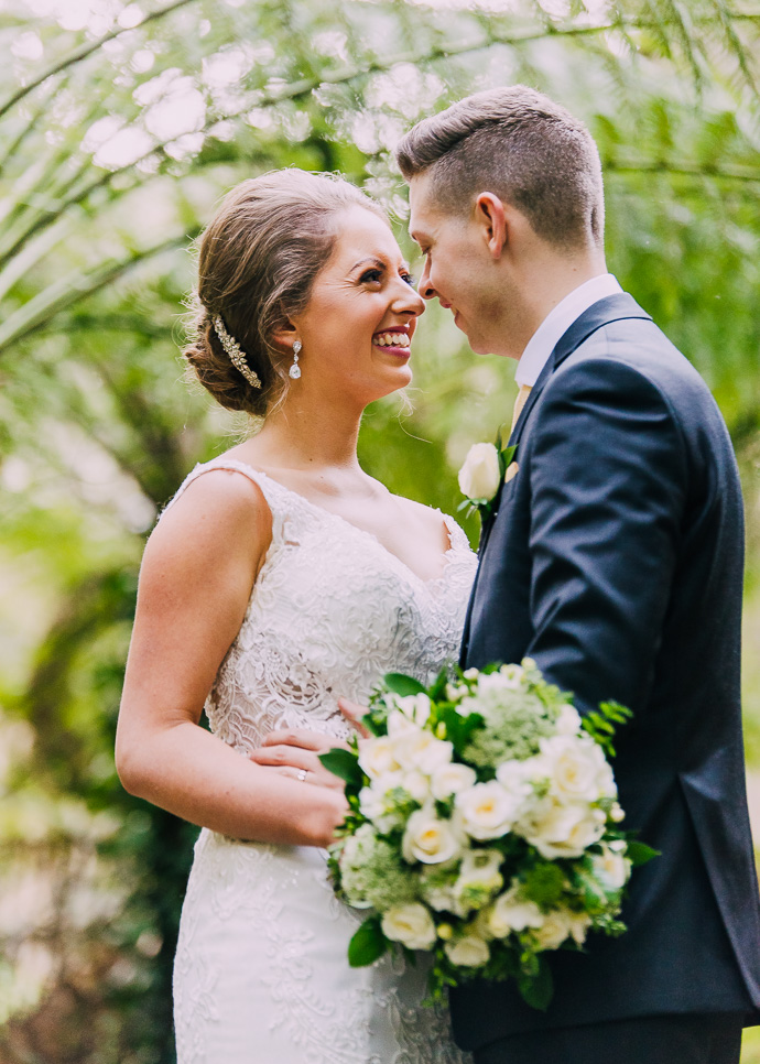 Bride and groom standing