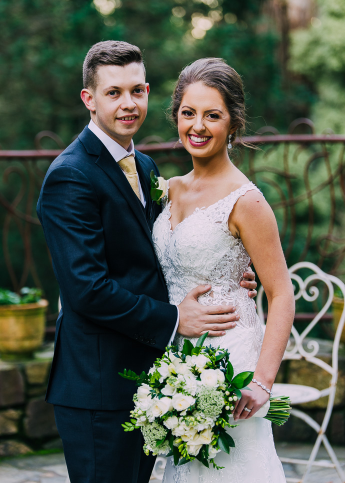 Bride and groom standing