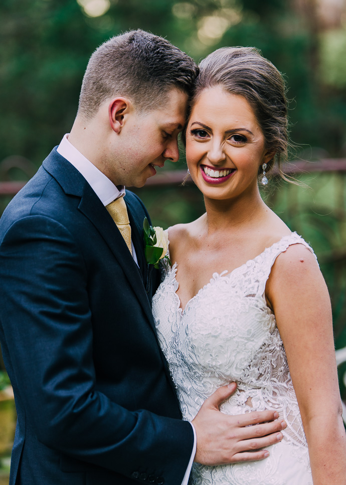 Bride and groom standing