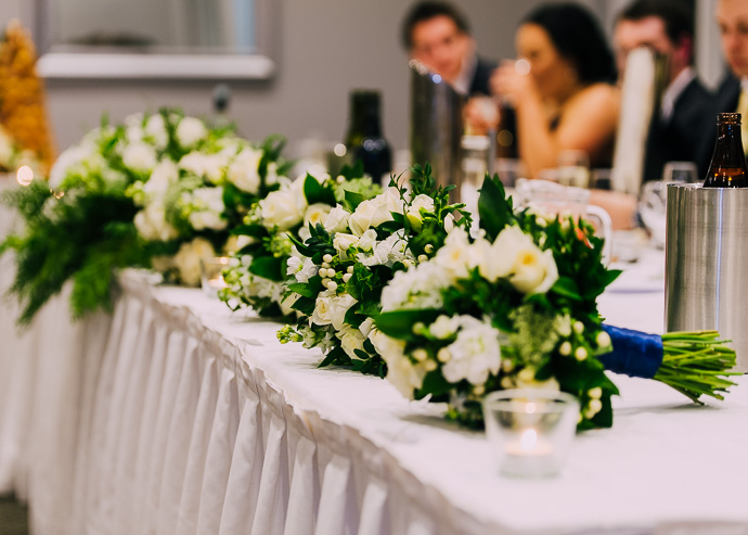 flowers on a bridal table