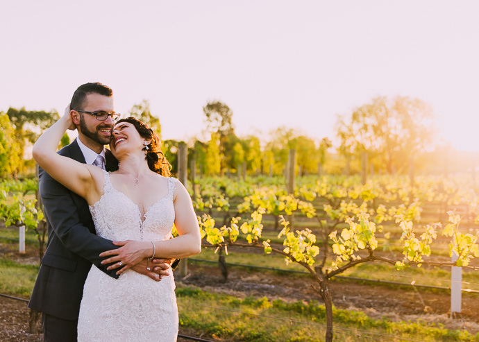 A bride and groom at a winery wedding at Witchmount Estate