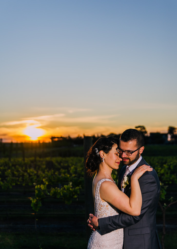 A bride and groom at a winery wedding at Witchmount Estate