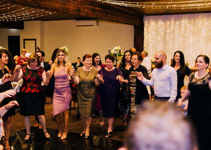 Guests dancing and enjoying a wedding reception