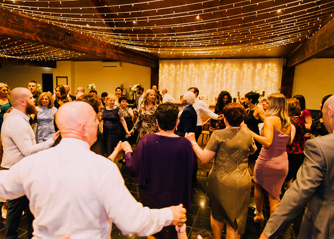 Guests dancing and enjoying a wedding reception