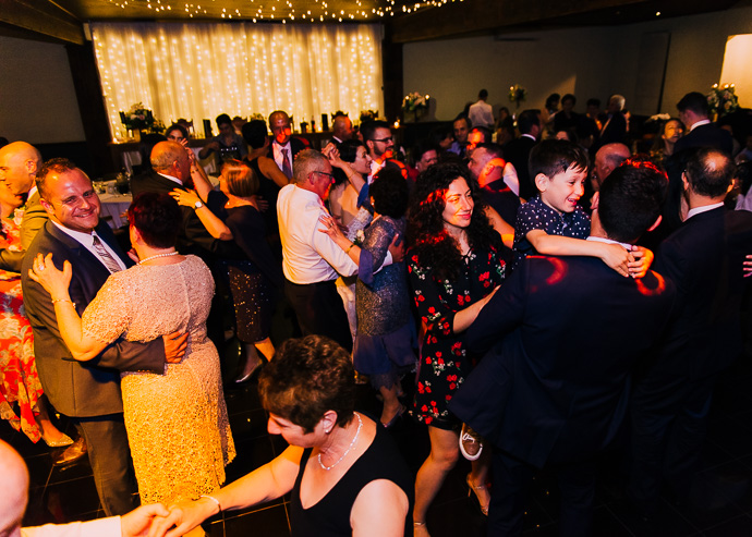 Guests dancing and enjoying a wedding reception